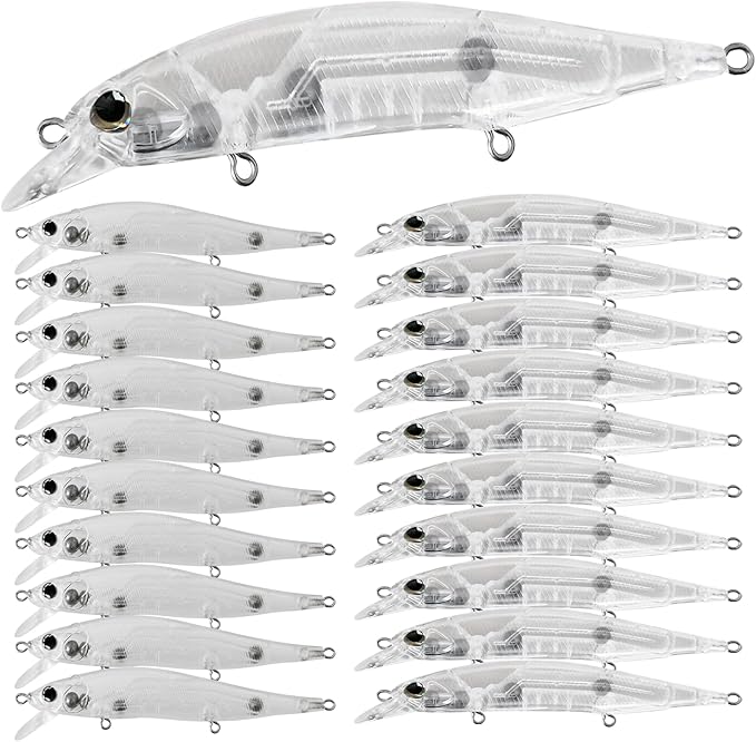 10pcs/20pcs Fishing Blanks Lures Kit Fishing Topwater Unpainted Swimbait Unpainted Crankbaits Hard Baits DIY Lure for Bass Salmon Trout Saltwater and Freshwater
