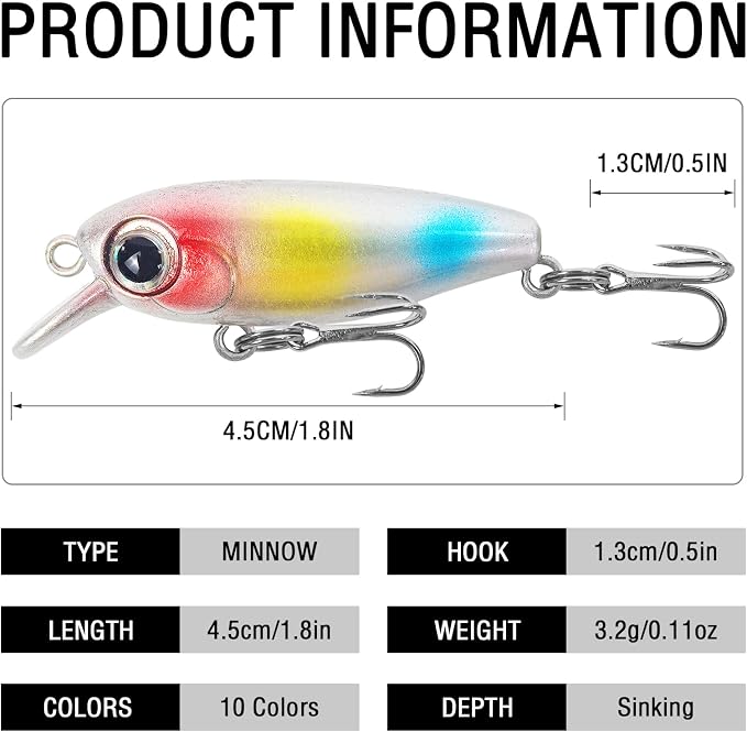 Fishing Lures Large Hard Bait Minnow VIB Lure with Treble Hook Life-Like Swimbait Fishing Bait Popper Crankbait Vibe Sinking Lure for Bass Trout Walleye Redfish