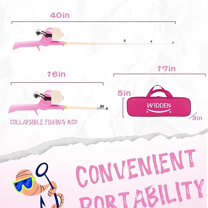 Kids Fishing Pole, Telescopic Fishing Rod, Toddler Collapsible Fishing Rod and Reel Combo with Tackle Box, Fishing Line, Bobber, and Soft Lures for Boy, Girl, Youth, Beginner, Over 4 Years Old