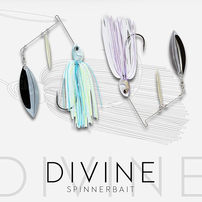 6th Sense – Divine Spinnerbait – Bass Fishing – Stainless Steel Spring Wire – Screw Lock Keeper – Hand-Tied Skirt