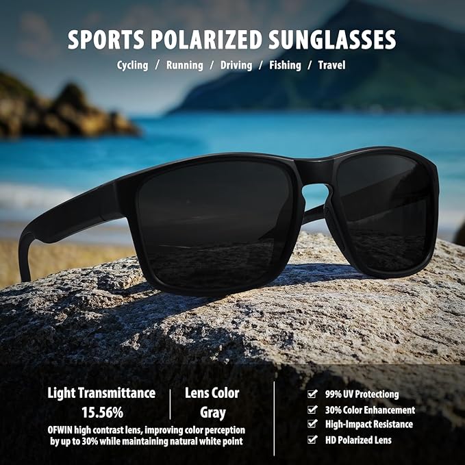 Sports Polarized Sunglasses for Men Women UV Protection Unbreakable Driving Running Fishing Hiking Sun Glasses