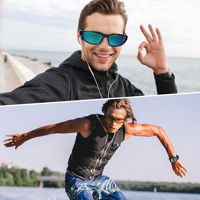 TOODOO 4 Pairs Men Polarized Sunglasses with UV Protection Driving Glasses Sports for Sport Outdoor Activities