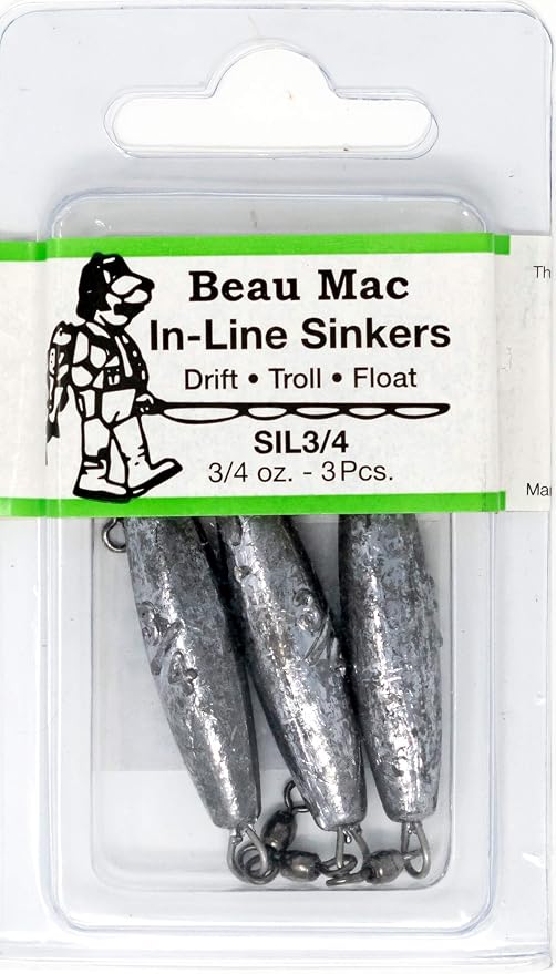 Beau Mac in-Line Sinker | SIL | Precision Weighted Drift Fishing Sinker for River, Stream, & Float Fishing | Durable | Ideal for Steelhead, Salmon & Trout
