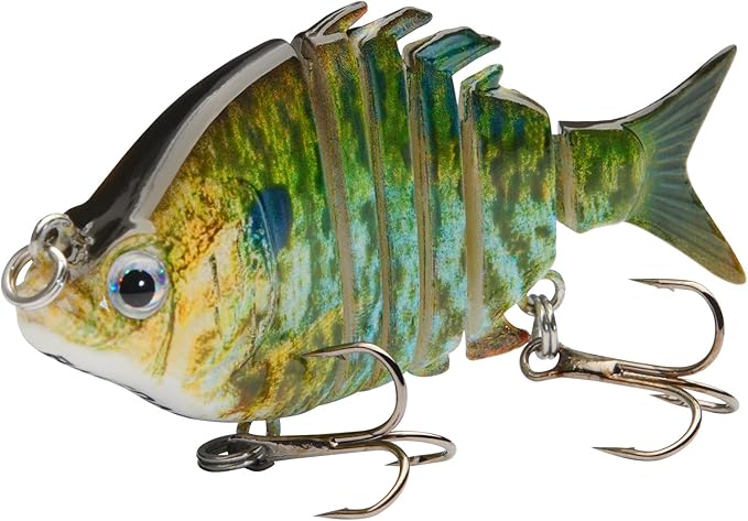Bassdash SwimPanfish 0.34oz Hard Swimbaits Multi Jointed Topwater Trout Bass Fishing Crank Lure for Freshwater and Saltwater