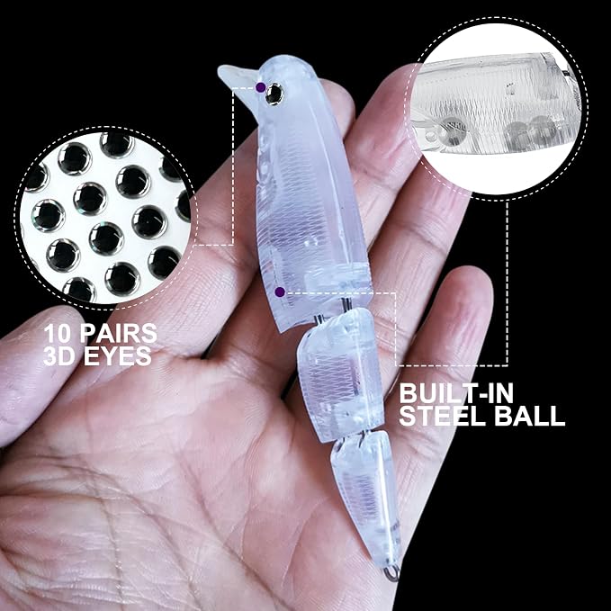 10pcs/20pcs Fishing Blanks Lures Kit Fishing Topwater Unpainted Swimbait Unpainted Crankbaits Hard Baits DIY Lure for Bass Salmon Trout Saltwater and Freshwater