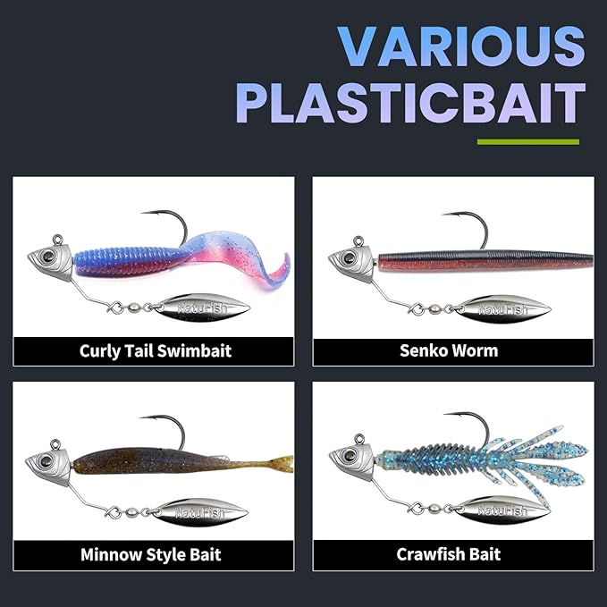 6-Pack Underspin Jig Heads Stacked Cone Keeper Brass Blade Never Rusts 3/16oz 1/4oz 3/8oz 1/2oz Bass Freshwater Saltwater