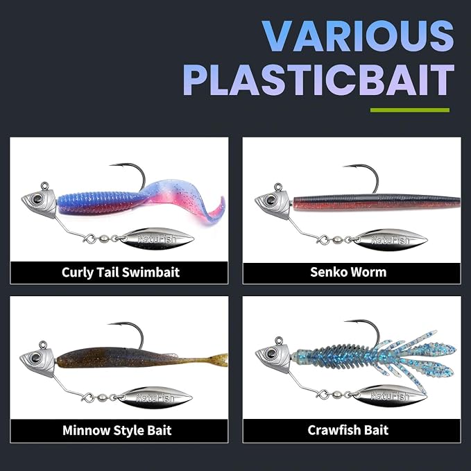 6-Pack Underspin Jig Heads Stacked Cone Keeper Brass Blade Never Rusts 3/16oz 1/4oz 3/8oz 1/2oz Bass Freshwater Saltwater