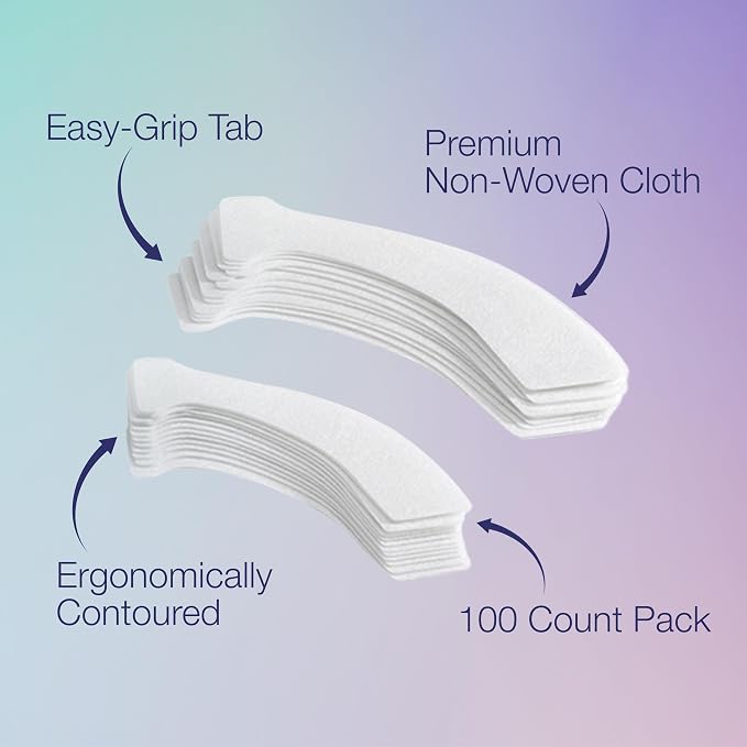 Satin Smooth EZ Grip Non-Woven Wax Strips for Face & Body – Contour Facial Wax Strips Hair Removal, Waxing Strip for Women, 100 ct