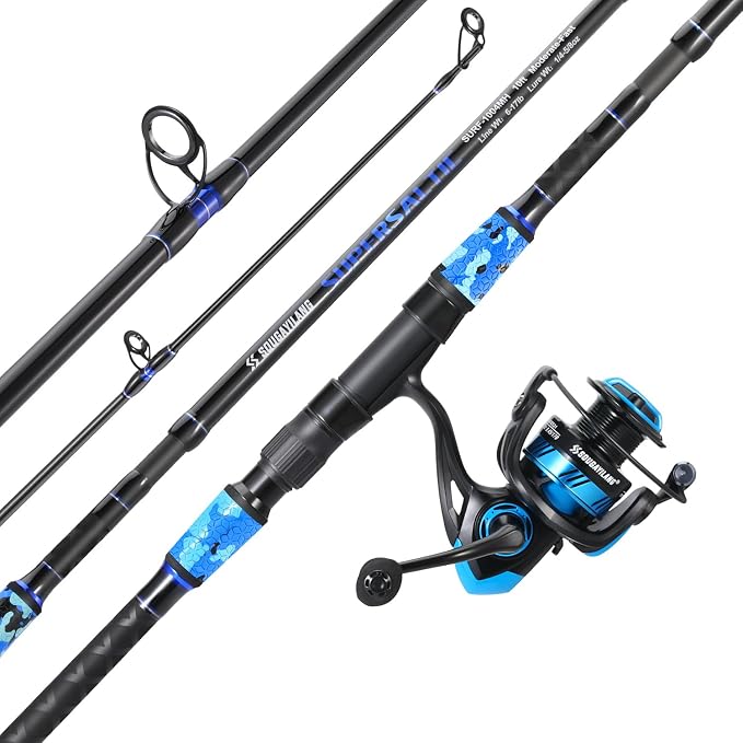 Sougayilang Surf Fishing Rod and Reel Combo, 4 Piece MH/H Saltwater Fishing Combo with 5000 Size Spinning Reel(12'/15')