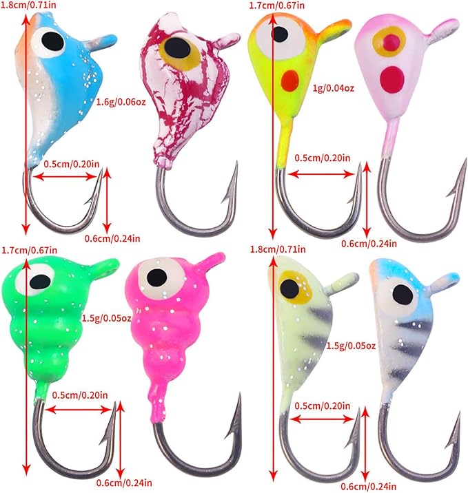 Ice Fishing Jigs Kit Essential Ice Fishing Lures for Beginners to Hook Big Fish and Reel in The Fun!