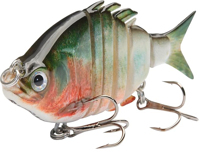 Bassdash SwimPanfish 2.5”/0.34oz Hard Bluegill Swimbaits Multi Jointed Topwater Trout Bass Fishing Crank Lure,Pack of 4