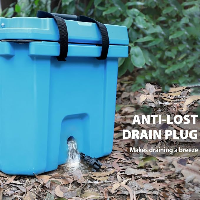 Hard Cooler, Insulated Ice Chest Box Holds Ice for More Days, Portable Cooler with Handle, Cup Holders, Double Latches for Camping Drink, Beach, Picnic, Fishing, Boat, Barbecue