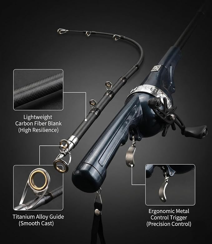 Telescopic Fishing Rod and Reel Combo for Adults & Beginner | Integrated Anti-Tangle Spincast Reel, Pre-Spooled Line, Foldable Pocket Fishing Pole, Compact Travel Gear for Camping, Hiking