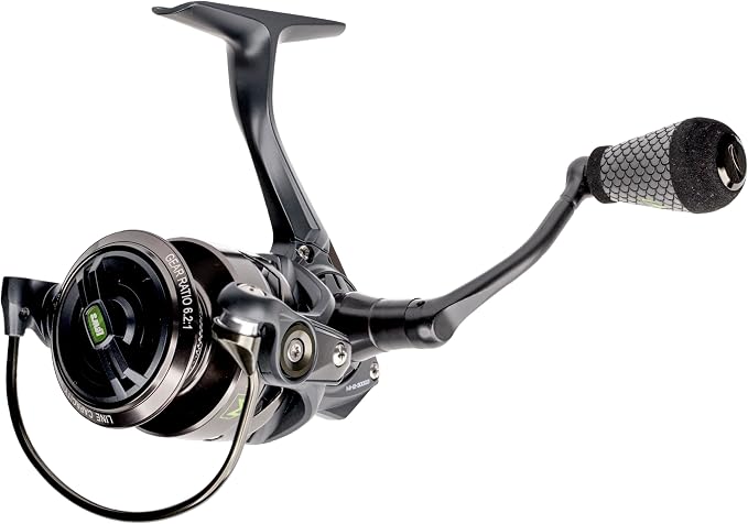 Lew's MACH 2 Spinning Fishing Reel, 6.2:1 Gear Ratio, Right or Left-Hand Retrieve, Aluminum Frame, Premium 10 Stainless Steel Ball Bearings, Black/Green