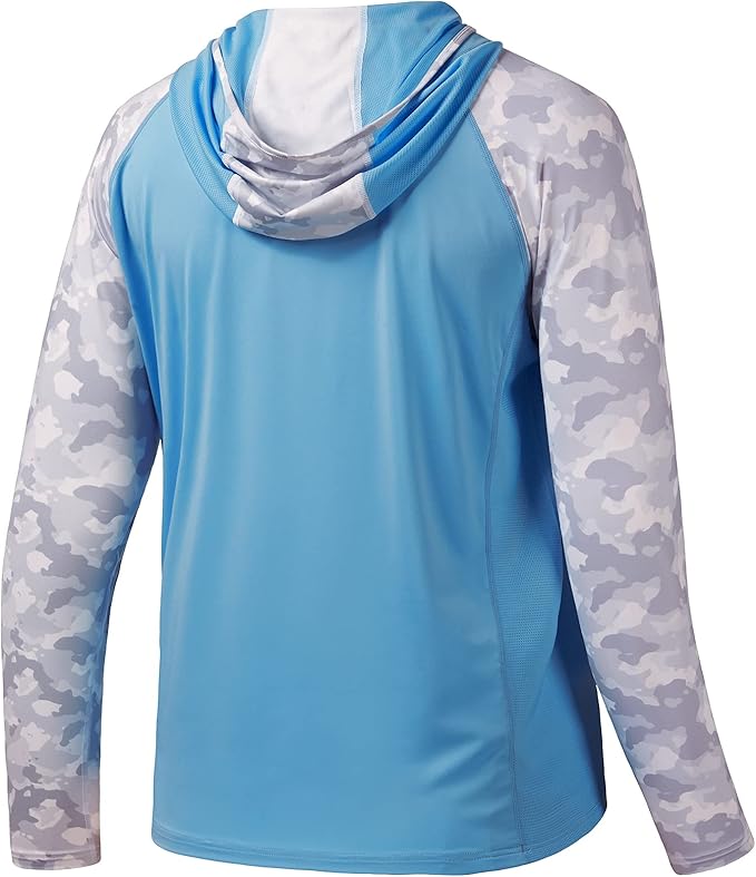 BASSDASH Men’s UPF 50 Performance Fishing Shirt Cooling Hoodie Camo Long Sleeve FS17M