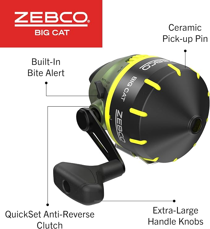 Zebco Big Cat Spincast Reel and Fishing Rod Combo, All-Metal Gears, Changeable Right- or Left-Hand Retrieve