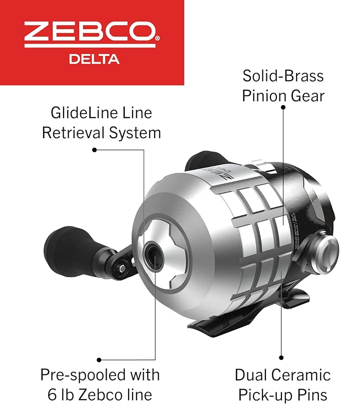 Zebco Delta Spincast Reel and Fishing Rod Combo, Instant Anti-Reverse Clutch, Changeable Right- or Left-Hand Retrieve, Pre-Spooled with Zebco Fishing Line