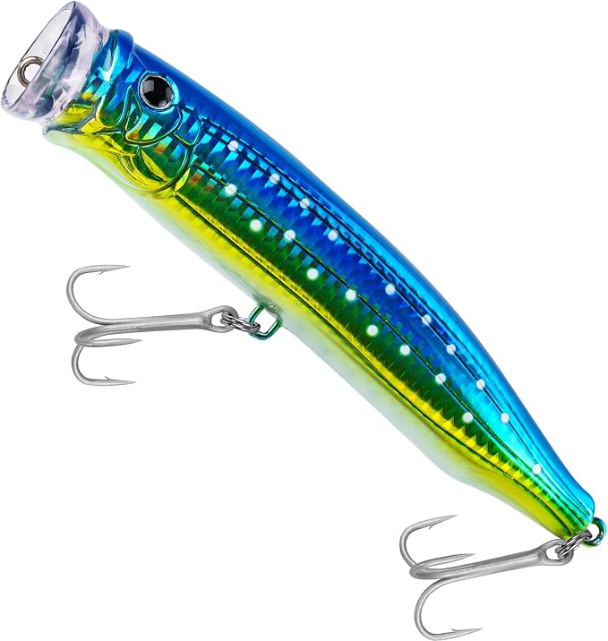 THKFISH Popper Lures Saltwater Tuna Popper Topwater Fishing Lures for Surf Fishing Bass with 3D Eyes for GT Tuna Large Fish 5.9in 1pc/3pcs