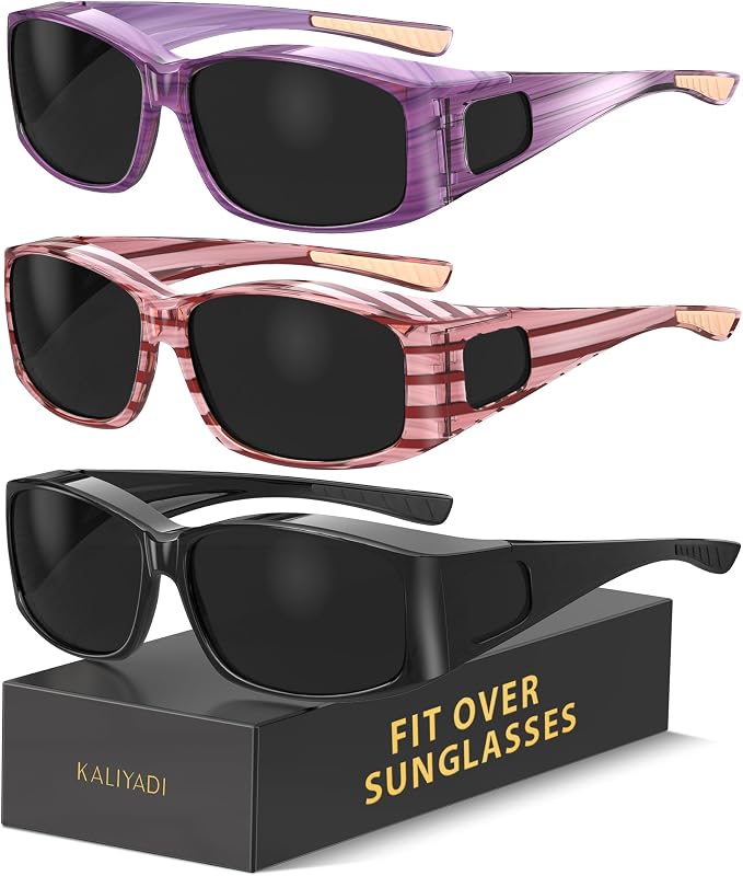 KALIYADI Polarized Sunglasses-Men Women Fit-Over-Glasses: Wrap Around Womens Sunglasses with UV400 for Driving Fishing Golf