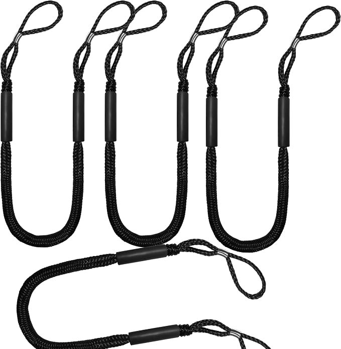 Bungee Dock Lines - Boat Accessories - 4 Feet Shock Cords Docking Rope Mooring Rope for PWC,Jet ski,Pontoon,Kayak,Canoe,Power Boat,Watercraft (Black)