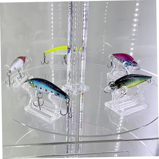 Fishing Lure Display Case, 25Pcs Clear Fishing Lure Display Stand, Decorative Bait Showing Stand Shelf Holder for Store, 1.8x1.2x1.5in.