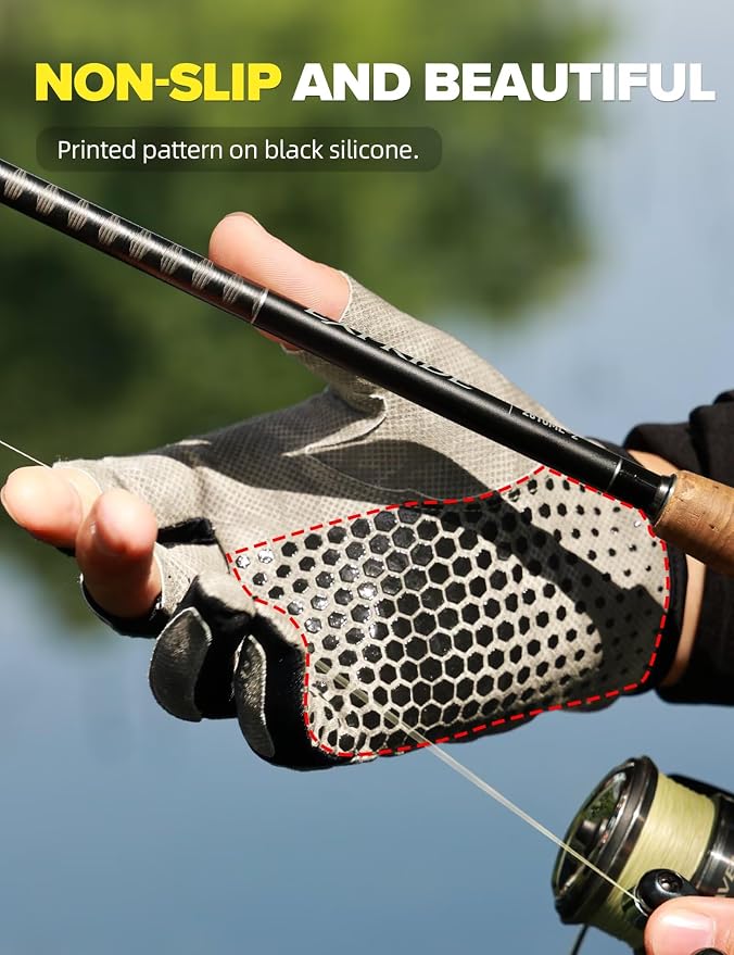 Fishing Gloves 3 Fingerless,Abrasion Resistant, Anti-Slip,Lightweight Breathable for Men Women,Ideal for Lure Fishing