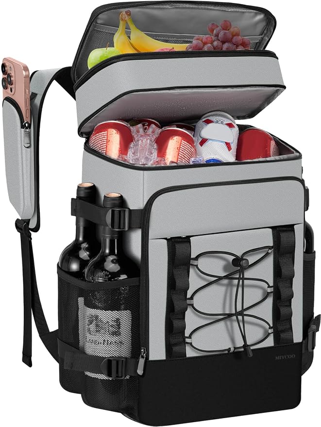 MIYCOO Cooler Backpack - 40 Cans Insulated Backpack Cooler for Men & Women, Portable 2 Leak Proof Compartments Coolers Bag for Beach Travel Picnic Lunch Hiking BBQ Camping