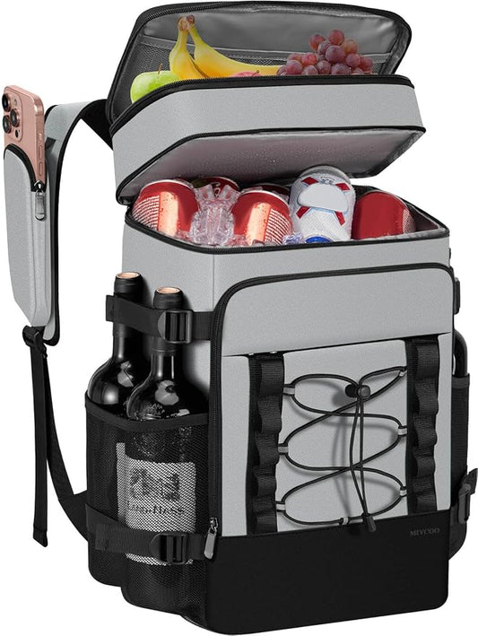 MIYCOO Cooler Backpack - 40 Cans Insulated Backpack Cooler for Men & Women, Portable 2 Leak Proof Compartments Coolers Bag for Beach Travel Picnic Lunch Hiking BBQ Camping
