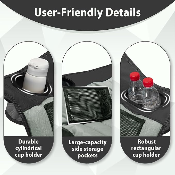 Youtanic Oversized Camping Chair, Portable Folding Camping Chairs with Side Pocket, Cup Holder and Carry Bag, Heavy Duty Outdoor Camping Chairs for Adults, Fishing, Sports, Trip, up to 400lbs, Style 4