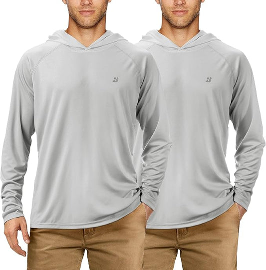 Roadbox UPF 50+ Fishing Shirts for Men, Long Sleeve UV Sun Protection Hoodie, Outdoor Hiking Running Swimming Rash Guard