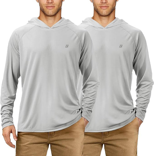 Roadbox UPF 50+ Fishing Shirts for Men, Long Sleeve UV Sun Protection Hoodie, Outdoor Hiking Running Swimming Rash Guard