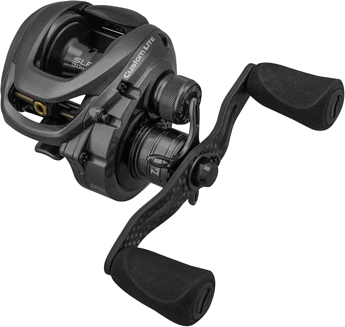 Lew's Custom Lite SS Baitcast Fishing Reel, 10+1 Double Shielded Bearings, Super Shallow 30 mm Spool, Tanso Tech Frame, Carbon Fiber Drag, Carbon Gray