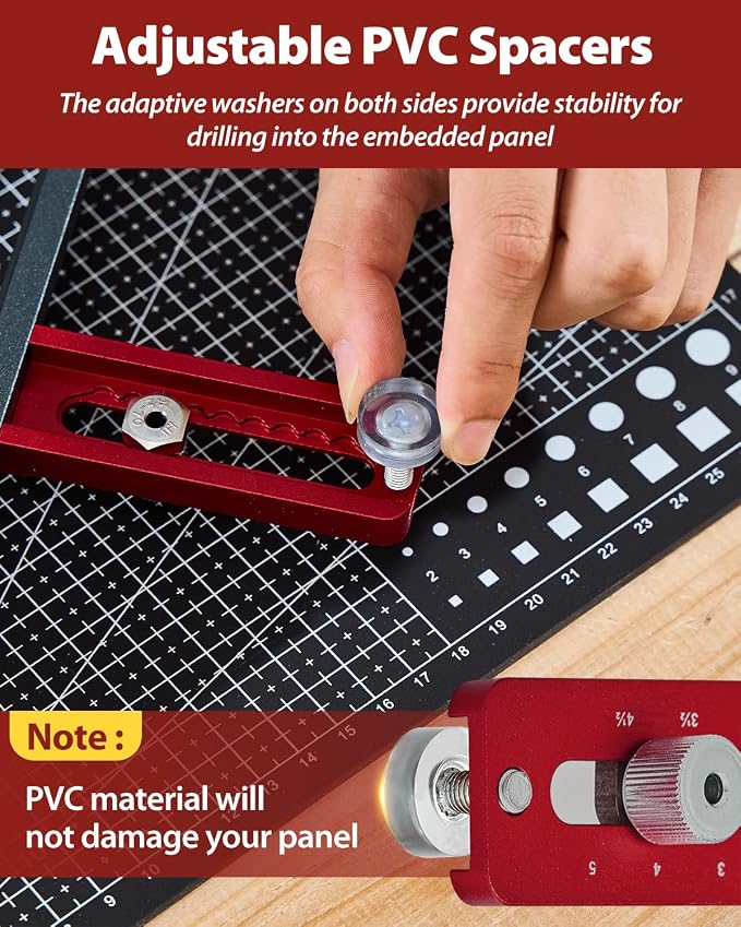 Saker Cabinet Hardware Doweling Jig - Cabinet Handle Template Tool for Knobs and Pull - Adjustable Self Centering Punch Locator Precise Woodworking Drill Guide (6.5" Jig Saw)