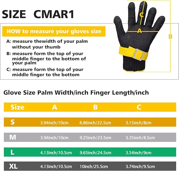 Schwer ANSI A9 Cut Resistant Glove, Food Grade Stainless Steel wire Mesh Metal Gloves, Knife Cutting Gloves for kitchen Mandoline Slicing Butcher Meat Cutting Oyster Shucking Fish Fillet（L, 1 PCS）