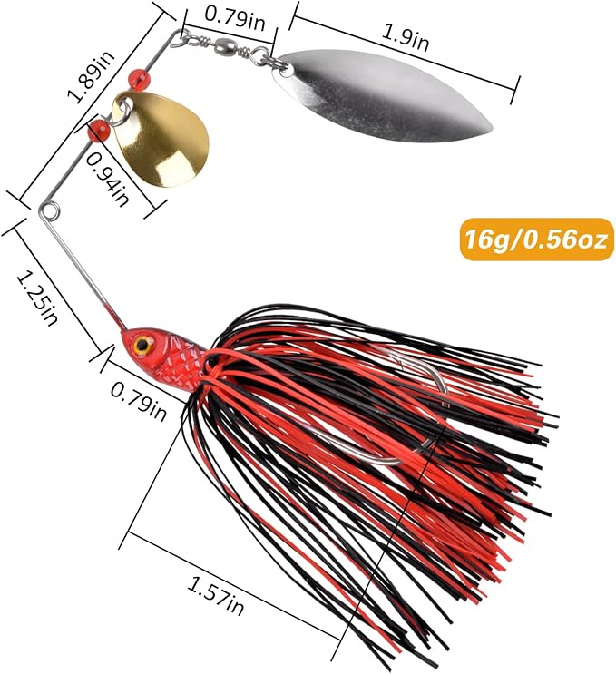 Fishing Lures Spinnerbait, Bass Fishing Lure Spinner Baits Kit Hard Metal Multicolor Buzzbait Spinnerbait Jigs for Bass Pike Trout Salmon