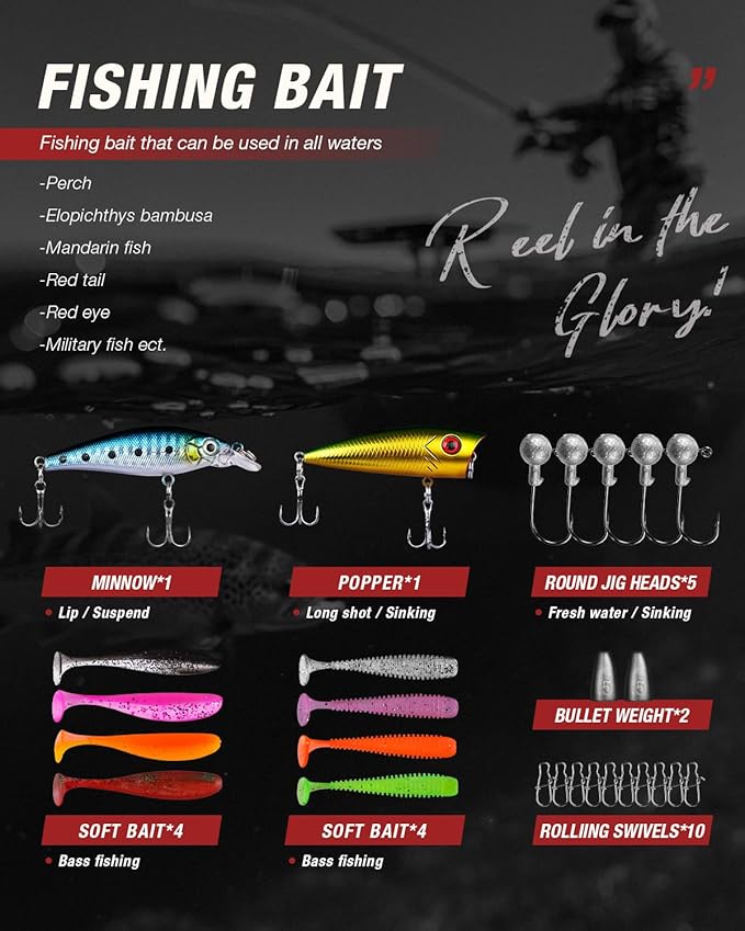 Ghosthorn Fishing Rod and Reel Combo Collapsible Fishing Pole Telescopic Fishing Rod Combo Travel Portable Fishing Set Carbon Fiber with Carrier Bag for Saltwater Freshwater