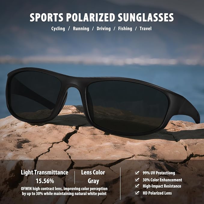 Sports Polarized Sunglasses for Men Women Wrap Around Sun Glasses Fishing Cycling Driving Running UV Protection