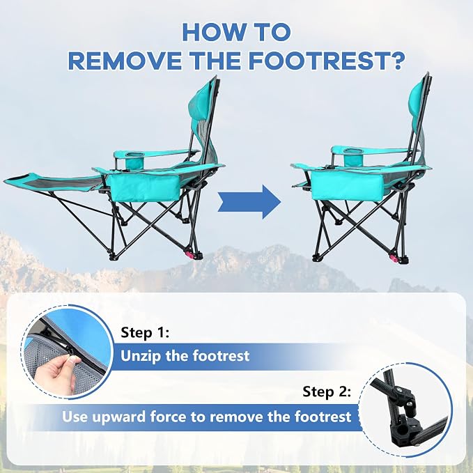 2-Pack Reclining Camping Chair 4 Position with Foot Rest Comfortable for Adults 265Ibs Folding Lounger Mesh Beach Chair with Cooler Bag and Cup Holder for Outdoor Patio