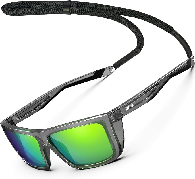 ATTCL Sports Polarized Sunglasses for Men: Secure Anti-Slip Lightweight TR90 Square Frame UV Protection for Driving Fishing