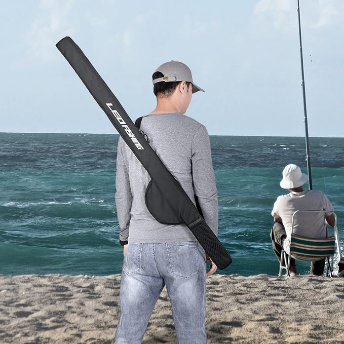LEOFISHING Portable Fishing Rod Case Folding Fishing Pole Bag Fishing Pole Tackle Protective Cover Case Fishing Spinning Rod Bag Special Design for Fishing Poles with Reels 3 Size (Small)