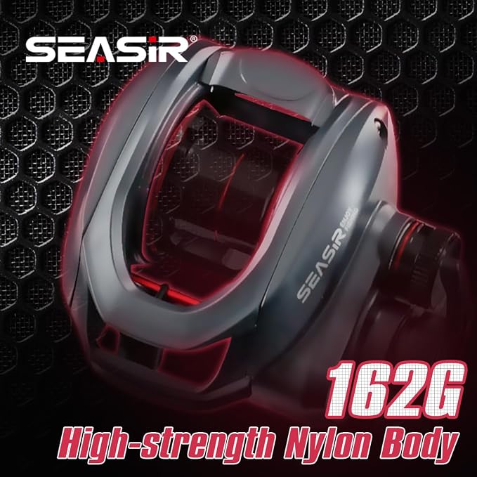 SEASIR Extreme DC Baitcaster Reel, 5.7oz Ultralight Baitcasting Reel, Digital Control Fishing Reel, Max Drag 13LB, 7.0:1, 5+1 BB, Freshwater Saltwater, Drag Clicker, Carbon Fiber Washer, Grey