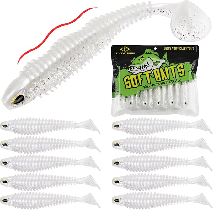 LUCKYFISHING Paddle Tail Swimbaits 10/16/20 PCS Fishing Lures Soft Plastic Lures for Trout Crappie Walleye Soft Baits for Bass Fishing Freshwater Saltwater 4.1/3.5/3/2.5 Inch