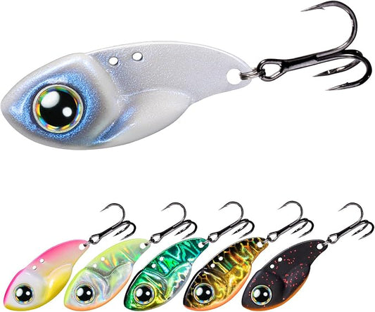 TRUSCEND Vibespinner Easy Catch Fishing Lures with BKK Hooks, Tail Spinner Baits with 4 Actions, Vibrating Swimming Flashing & Jigging for More Bites, Spoon Lures for Bass Trout Crappie Walleye Pike