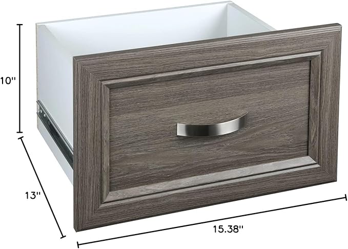 ClosetMaid SuiteSymphony Wood Closet Drawer, Add On Accessory, Shaker Style, For Storage, Closet, Clothes, 16” x 10” Size for 16 in. Units, Graphite Grey