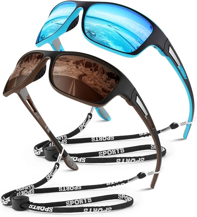 WEAROYO Polarized Sports Sunglasses for Men Women,Fishing Driving Rectangular Goggles UV400 Protection