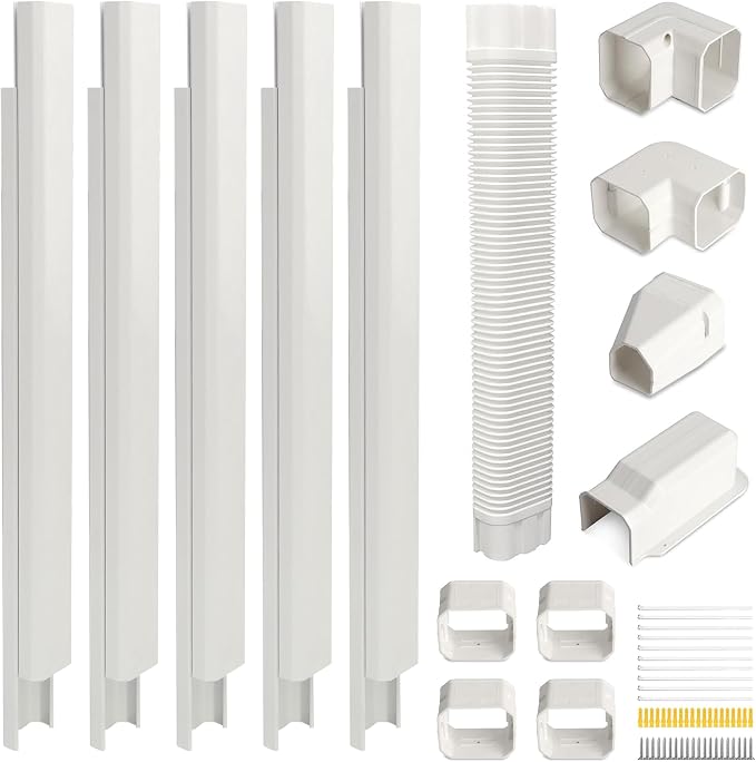 3" 15Ft Mini Split Line Set Cover,Plastic Line Kit for Outside Units, Mini Split Air Conditioner, Central AC and Heat Pump