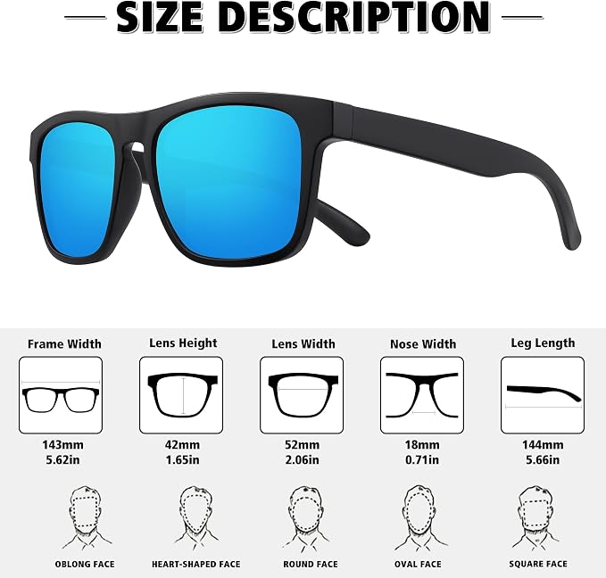 MEETSUN Polarized Sunglasses For Men Women UV Protection Square Frame Sport Fishing Driving Sunglasses