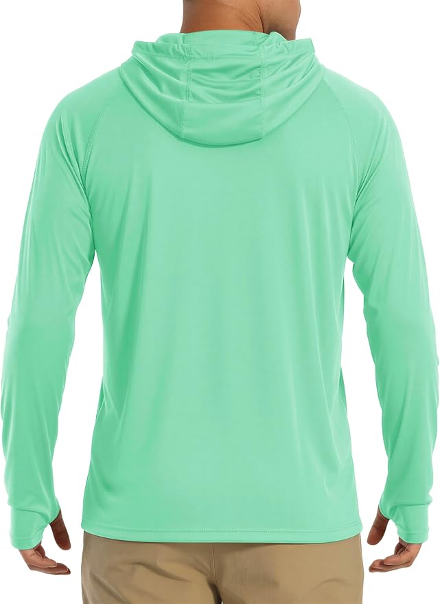 MAGCOMSEN Men's Hooded UPF 50+ Sun Protection T Shirts Long Sleeve Athletic Fishing Shirts Rash Guards