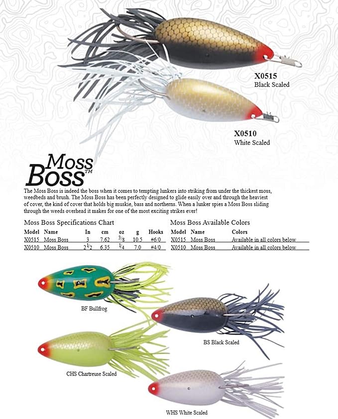 Heddon Moss Boss Topwater Fishing Lure - Glides Through Heavy Cover