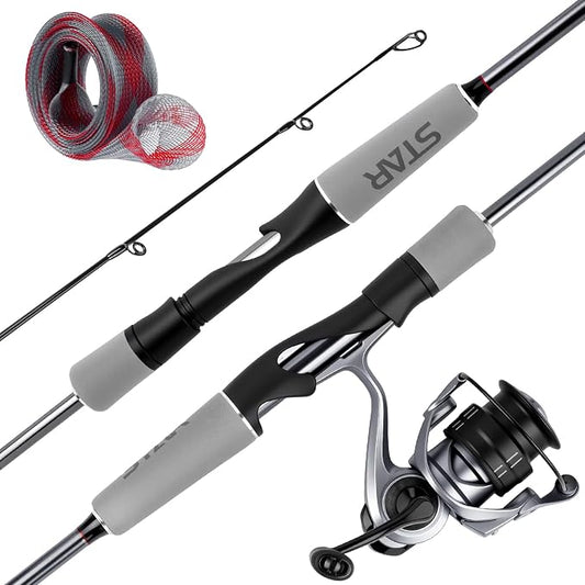 Ghosthorn Fishing Rod and Reel Combo Baitcaster Spinning Combo with EVA Handle Fishing Poles and Reels Combo with Fishing Rod Sleeve Fishing Pole Stainless Steel Guides Ceramic Rings for Men Women